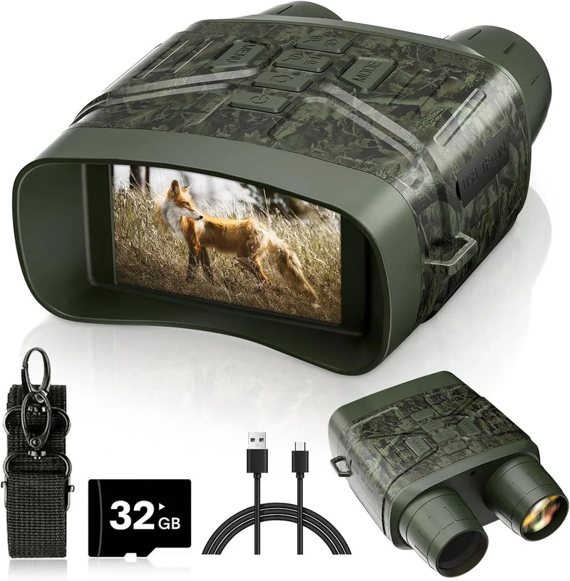 Night Vision Goggles - 4K Night Vision Binoculars with 5000mAh Rechargeable Battery, 32GB TF Card can Save Photo and Video, 3'' HD Screen for Camping & Security, Black V2770