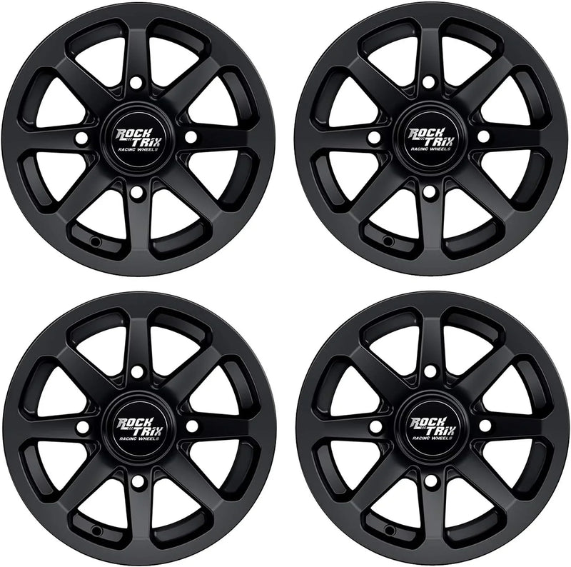 RT102 15in Wheels 15x7 4x137, 4 3 Offset, ATV UTV SxS Rims, Compatible with Can Am Commander Max Defender Max Pro Maverick X3 Maverick Trail, 4/137 Matte Black, Set of 4 E4013