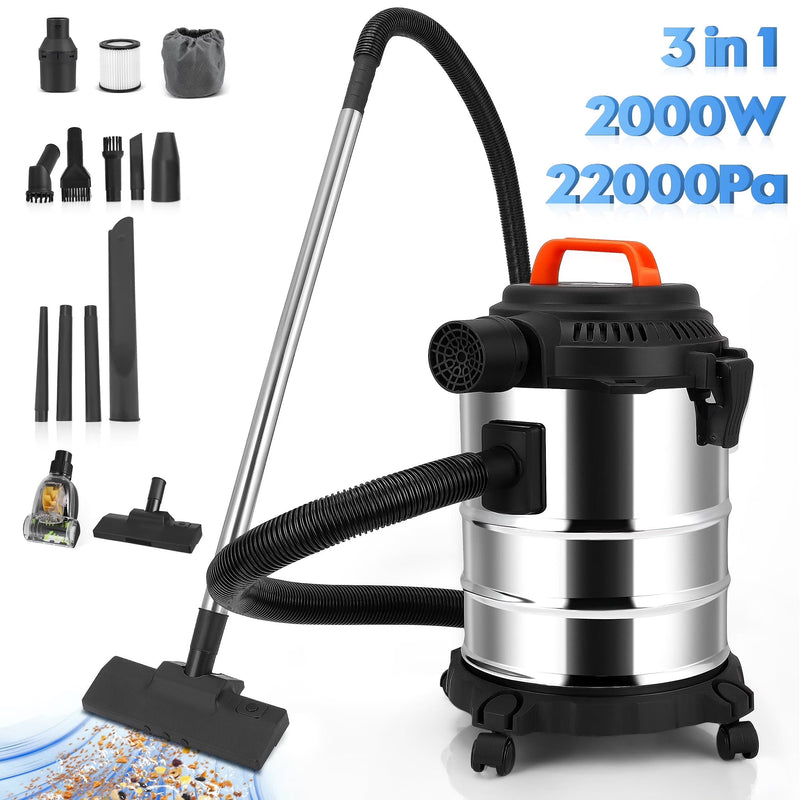 RELOIVE Wet Dry Vacuum,4.5 Gallon 2000W 6.5 Peak HP,3-in-1 Stainless Steel Shop Vacuum Wet and Dry,with Filter and Attachments for House Garage... K5638
