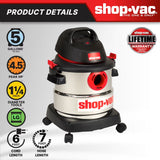5 Gallon 4.5 Peak HP Wet Dry Vacuum