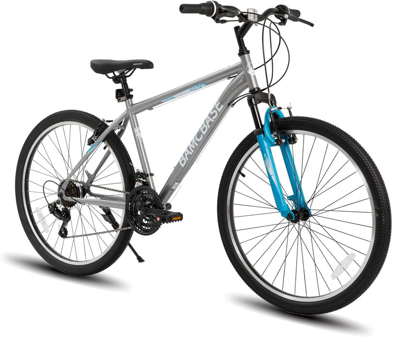 26/27.5 Inch Mountain Bike, Mens Womens MTB with 21 Speeds, High-Tensile Steel Frame, V Brake, Hardtail Bicycle for Adults Q4857