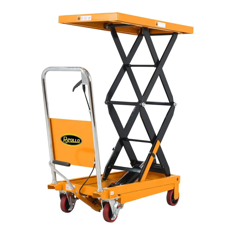 Hydraulic Lift Table Cart – 770 lbs Capacity, 51" Max Height, Double Scissor Lift with Safety Guard & 4 Wheels K2138