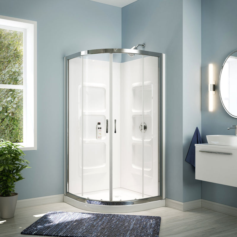 Bath Taylor Frameless Acrylic Base & Walls Shower Enclosure Kit with Sliding Door & Shelves, White H4729