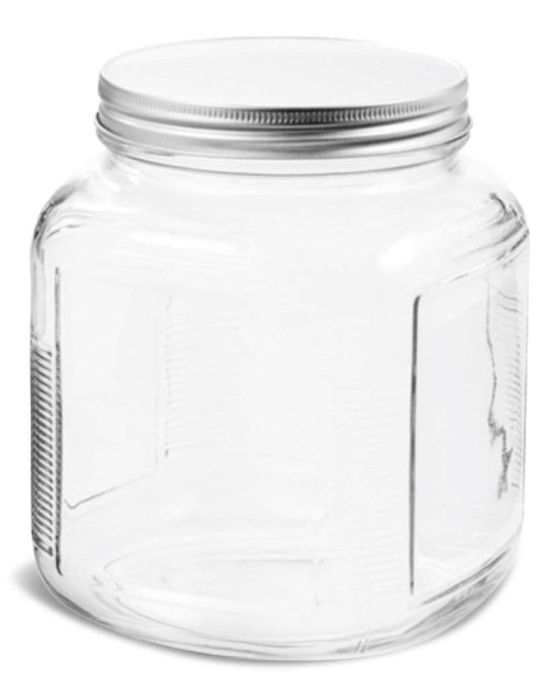 Cracker Glass Food Storage Jar with Silver Lid, 2-qt, Clear & Durable Glass B9261