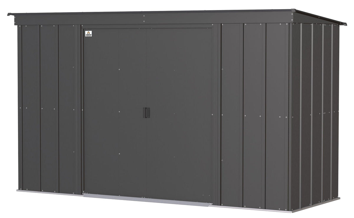 Classic Galvanized Steel Storage Shed, Charcoal, 10-ft x 4-ft