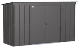 Classic Galvanized Steel Storage Shed, Charcoal, 10-ft x 4-ft