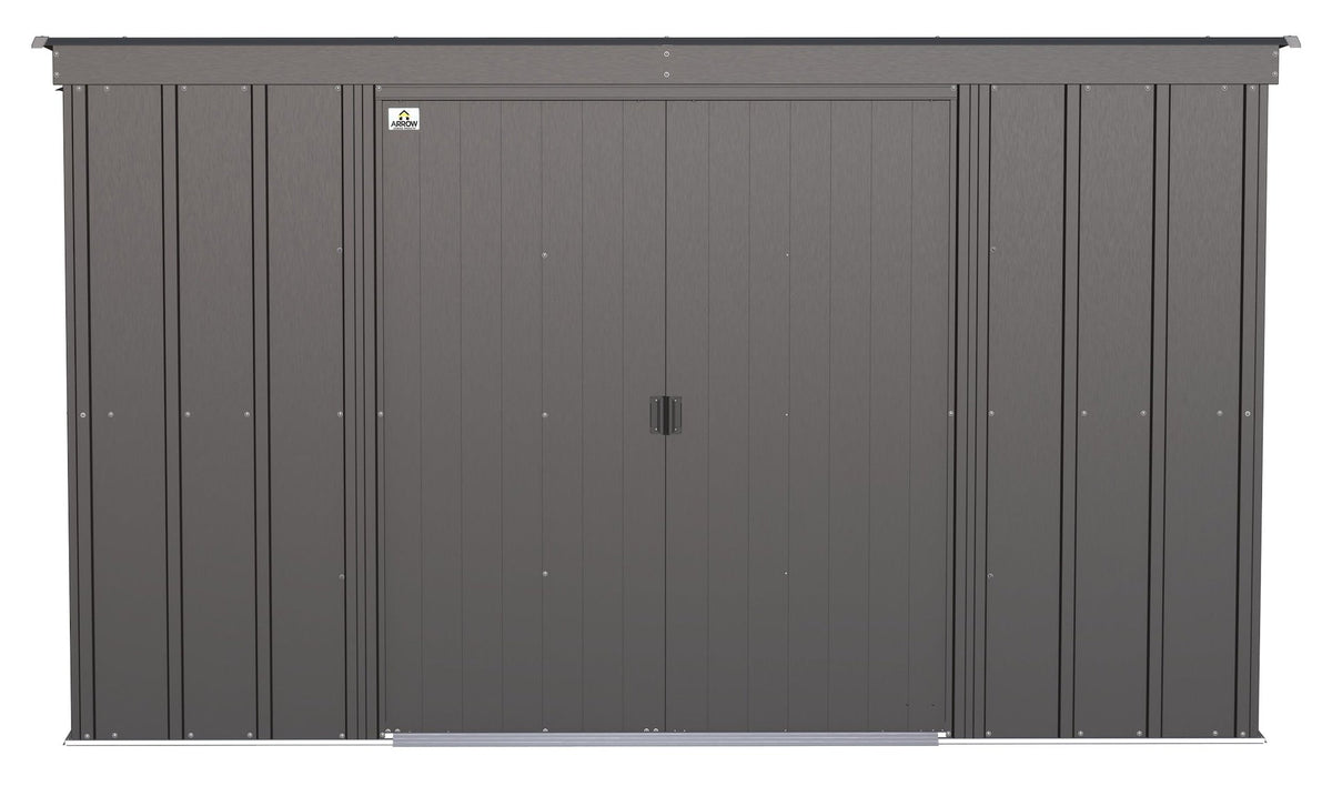 Classic Galvanized Steel Storage Shed, Charcoal, 10-ft x 4-ft