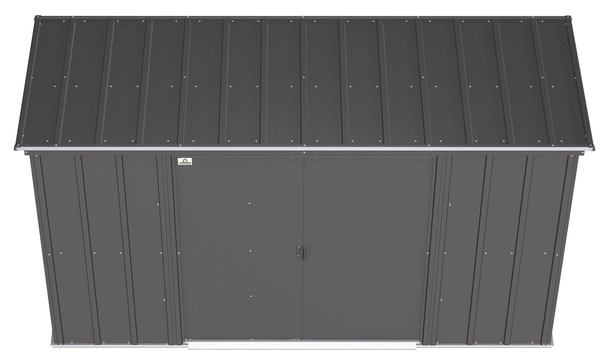 Classic Galvanized Steel Storage Shed, Charcoal, 10-ft x 4-ft