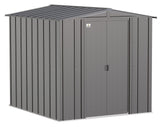 Classic Galvanized Steel Storage Shed, Charcoal, 6-ft x 7-ft