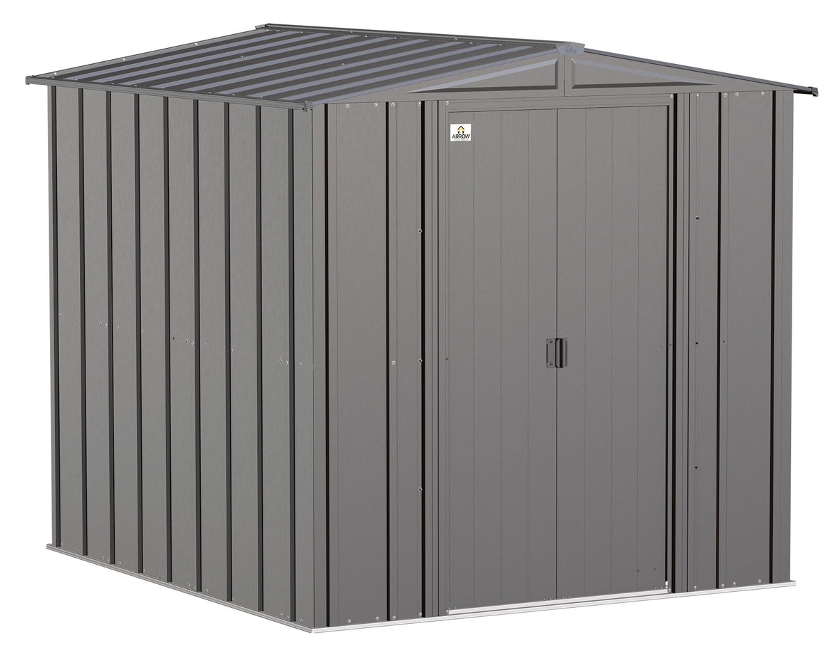 Classic Galvanized Steel Storage Shed, Charcoal, 6-ft x 7-ft