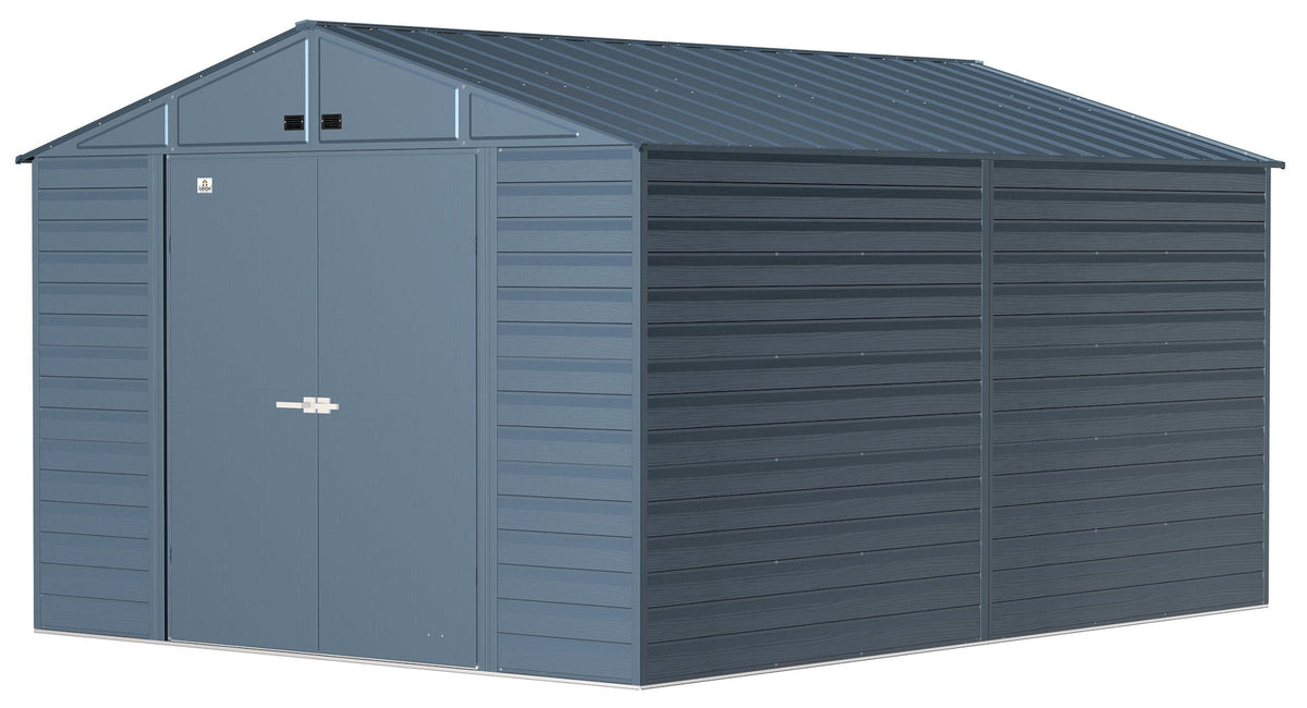 Select Galvanized Steel Storage Shed, Blue Grey, 10-ft x 14-ft