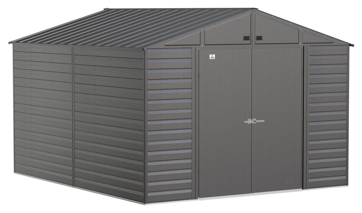Select Galvanized Steel Storage Shed, Charcoal, 10-ft x 12-ft