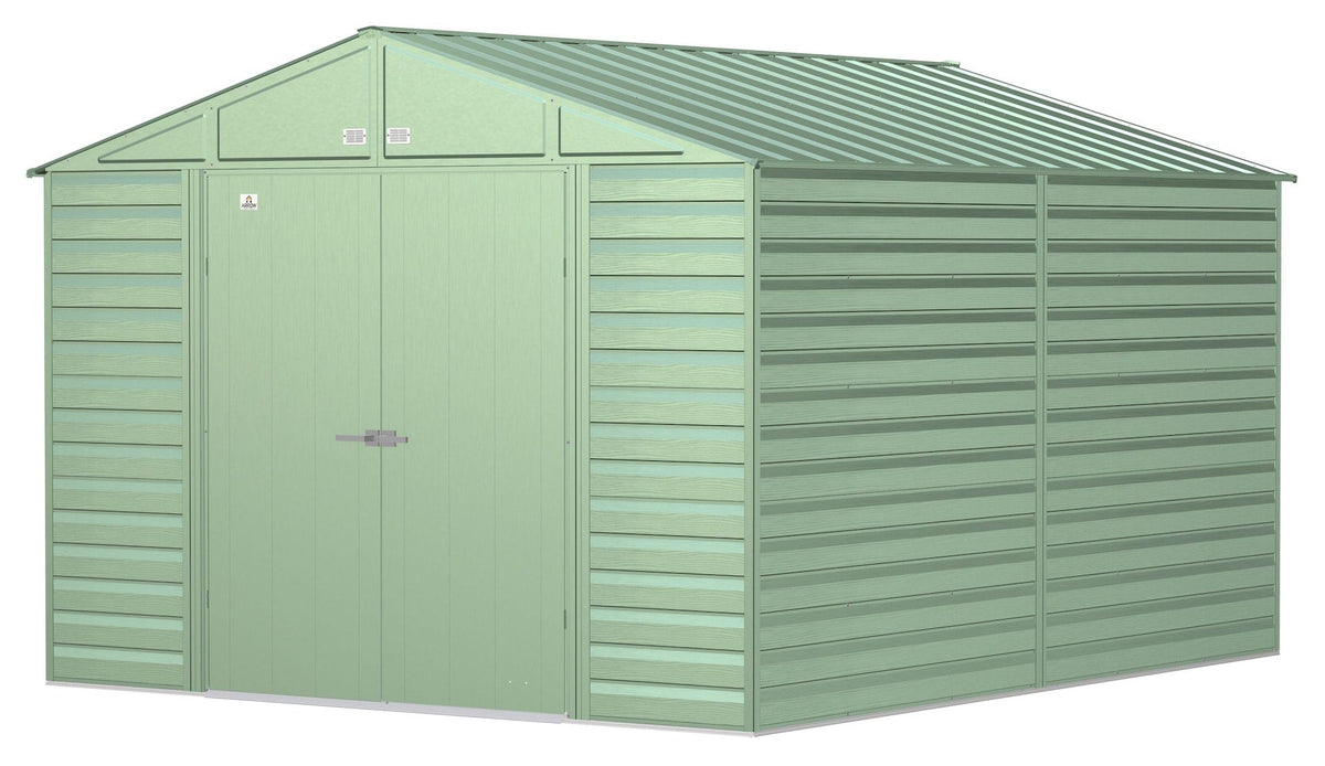 Select Galvanized Steel Storage Shed, Sage Green, 10-ft x 12-ft