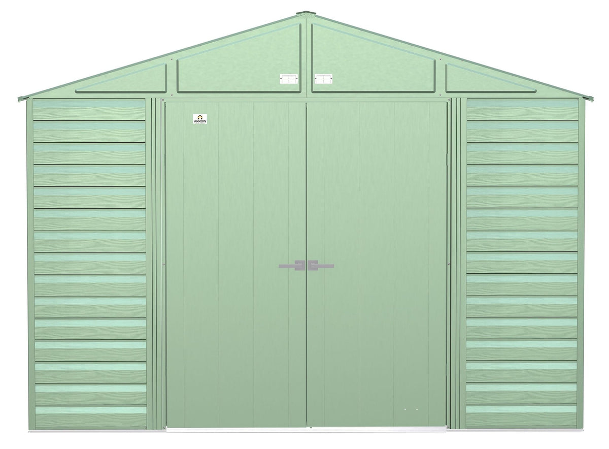 Select Galvanized Steel Storage Shed, Sage Green, 10-ft x 12-ft