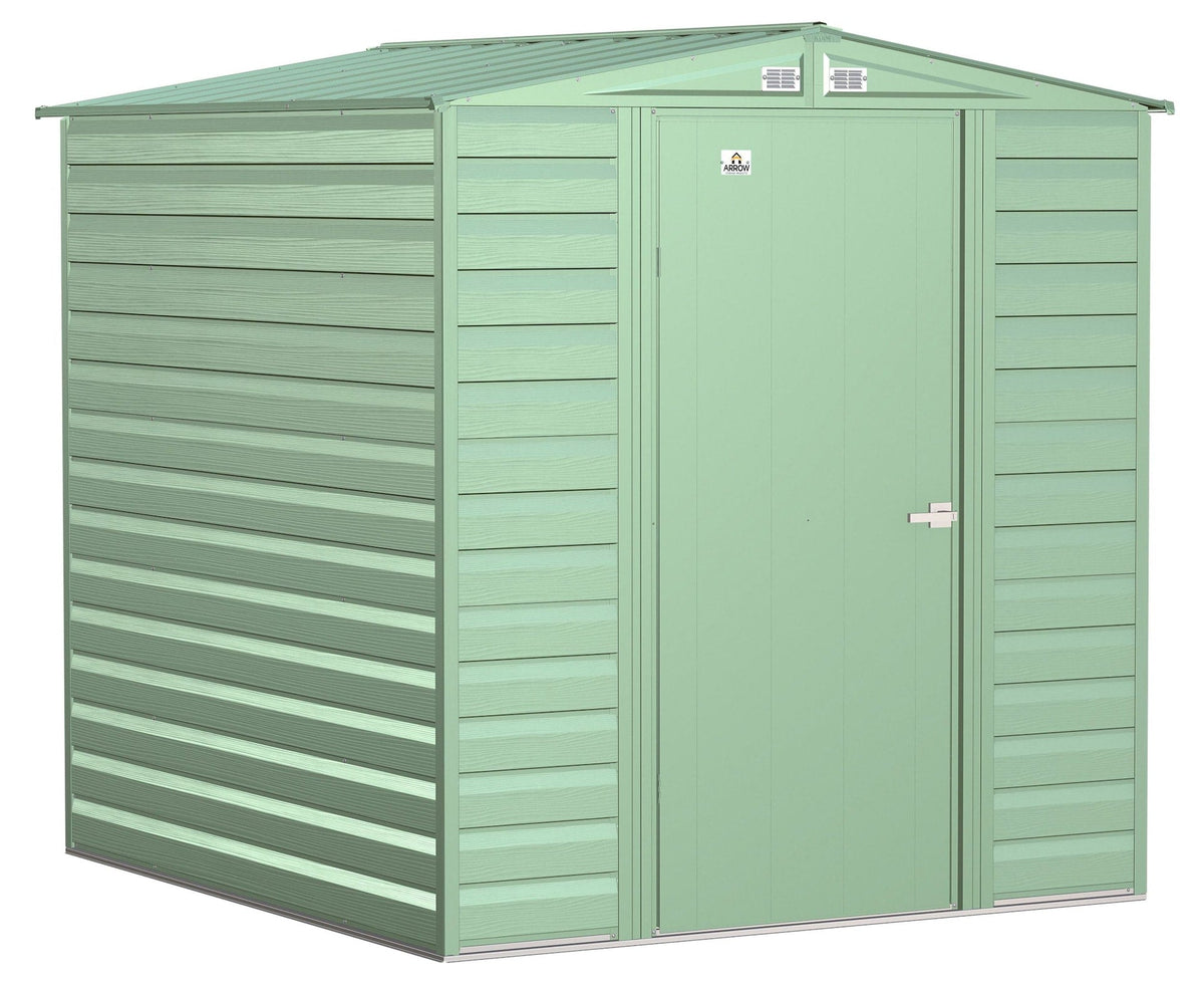 Select Galvanized Steel Storage Shed, Sage Green, 6-ft x 7-ft
