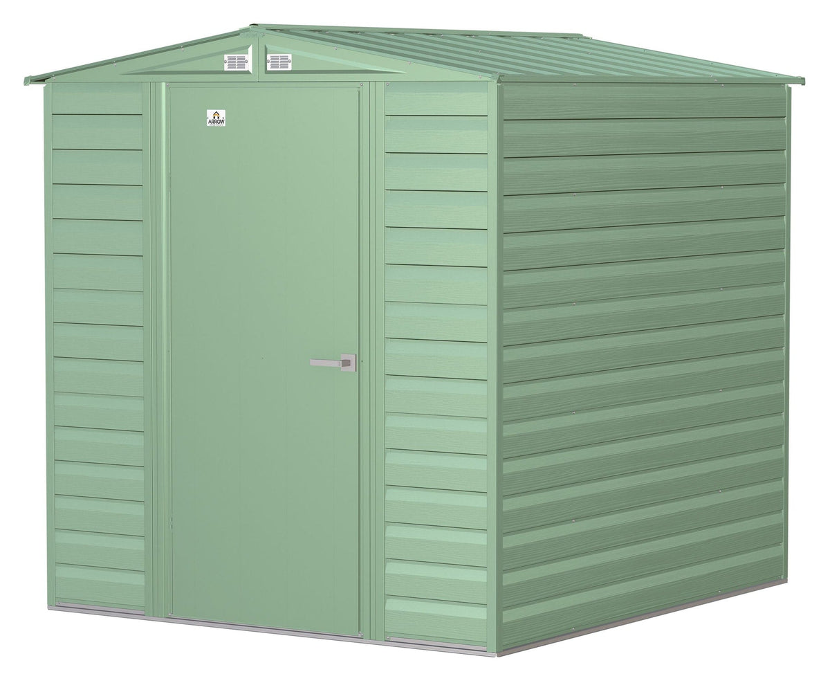 Select Galvanized Steel Storage Shed, Sage Green, 6-ft x 7-ft