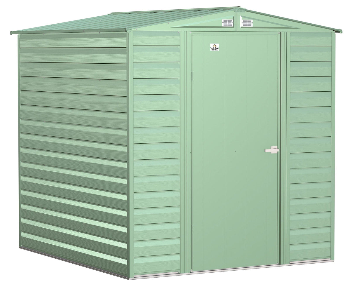 Select Galvanized Steel Storage Shed, Sage Green, 6-ft x 7-ft