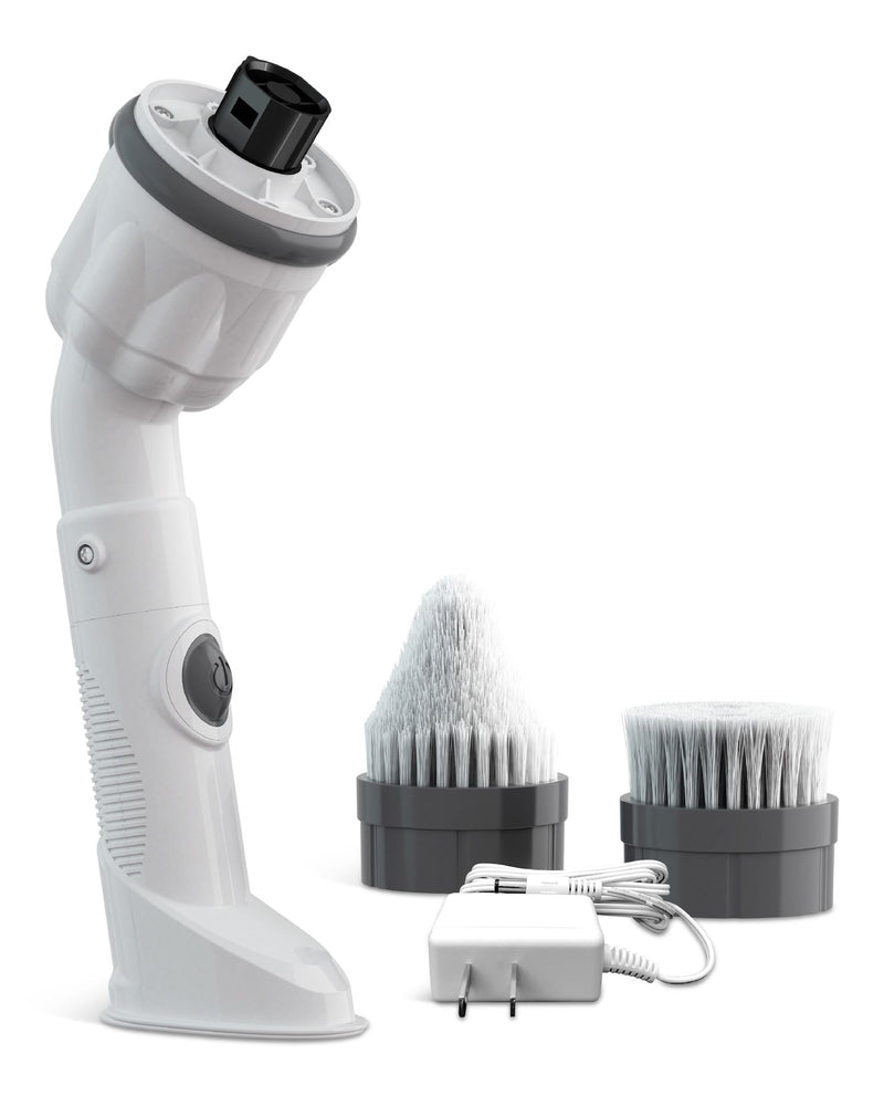 Max Powerful Handheld Scrubber with 2 Brush Heads, Compact, White I1356