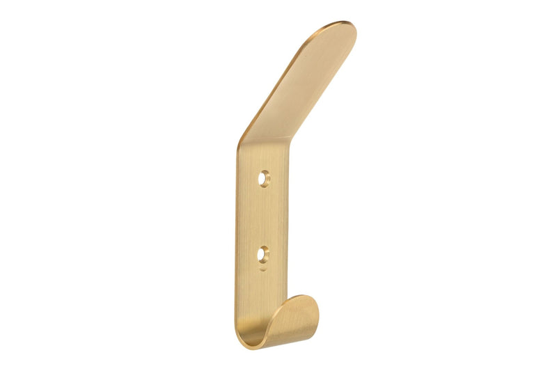 Bent Metal Double Hook, Satin Brass V1829