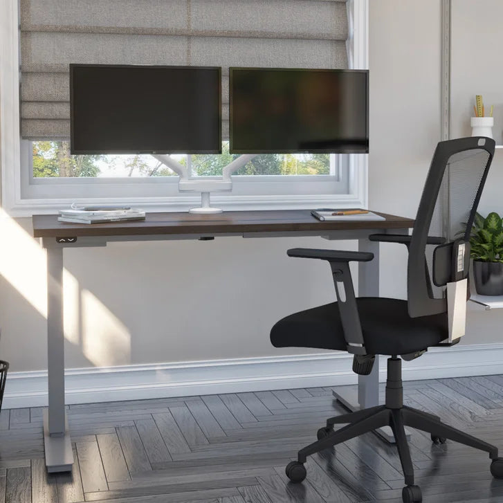 Bestar Upstand 61 cm x 122 cm (24 in. x 48 in.) Height Adjustable Desk with Dual Monitor Arm I3266