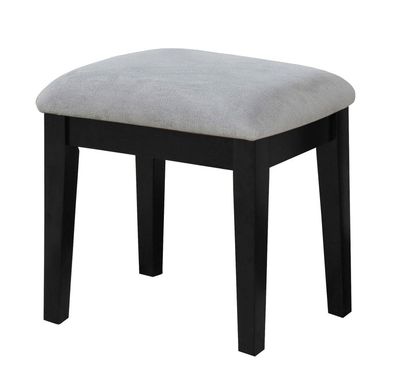 Lynn 1-Drawer Black Dressing Table Makeup Vanity Set with Stool and Mirror M7166