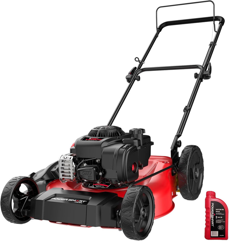 21" 2-in-1 Push Lawn Mower, 125cc Engine, Adjustable Cutting Height, Lightweight, Easy Assembly Q129