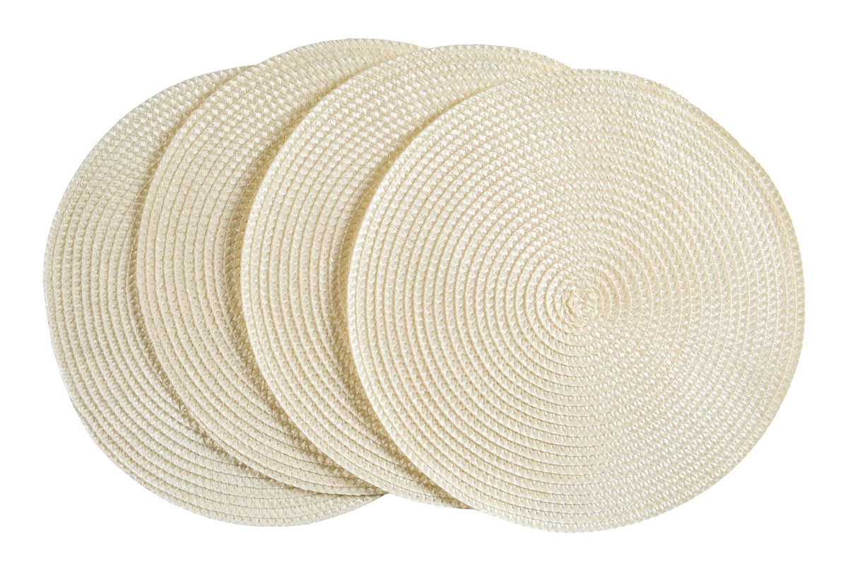 Braided Round Placemats, Cream, 4-pk