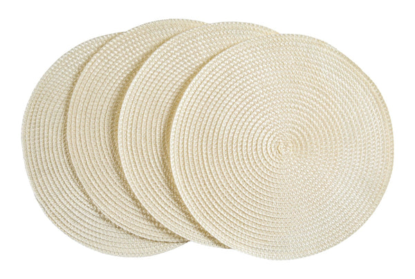 Braided Round Placemats, Cream, 4-pk V5531