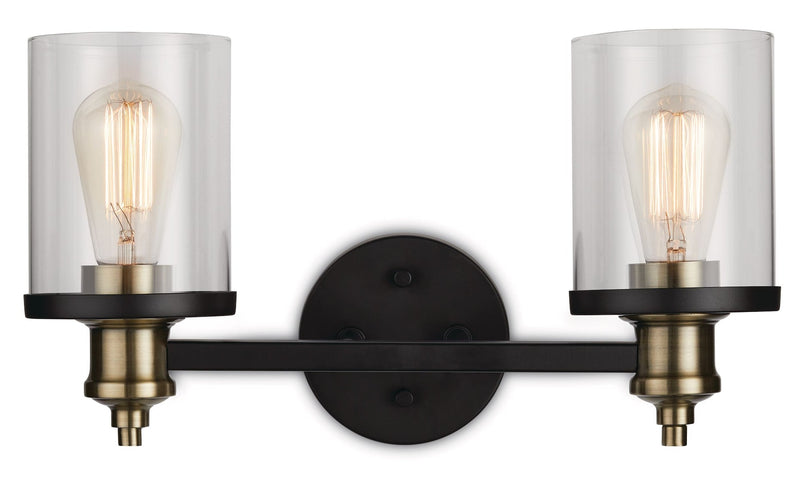 Calliet 2-Light Vanity Light, Matte Black/Brass D2981