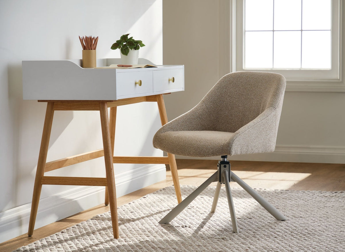 Chester Swivel Office Chair, Greige