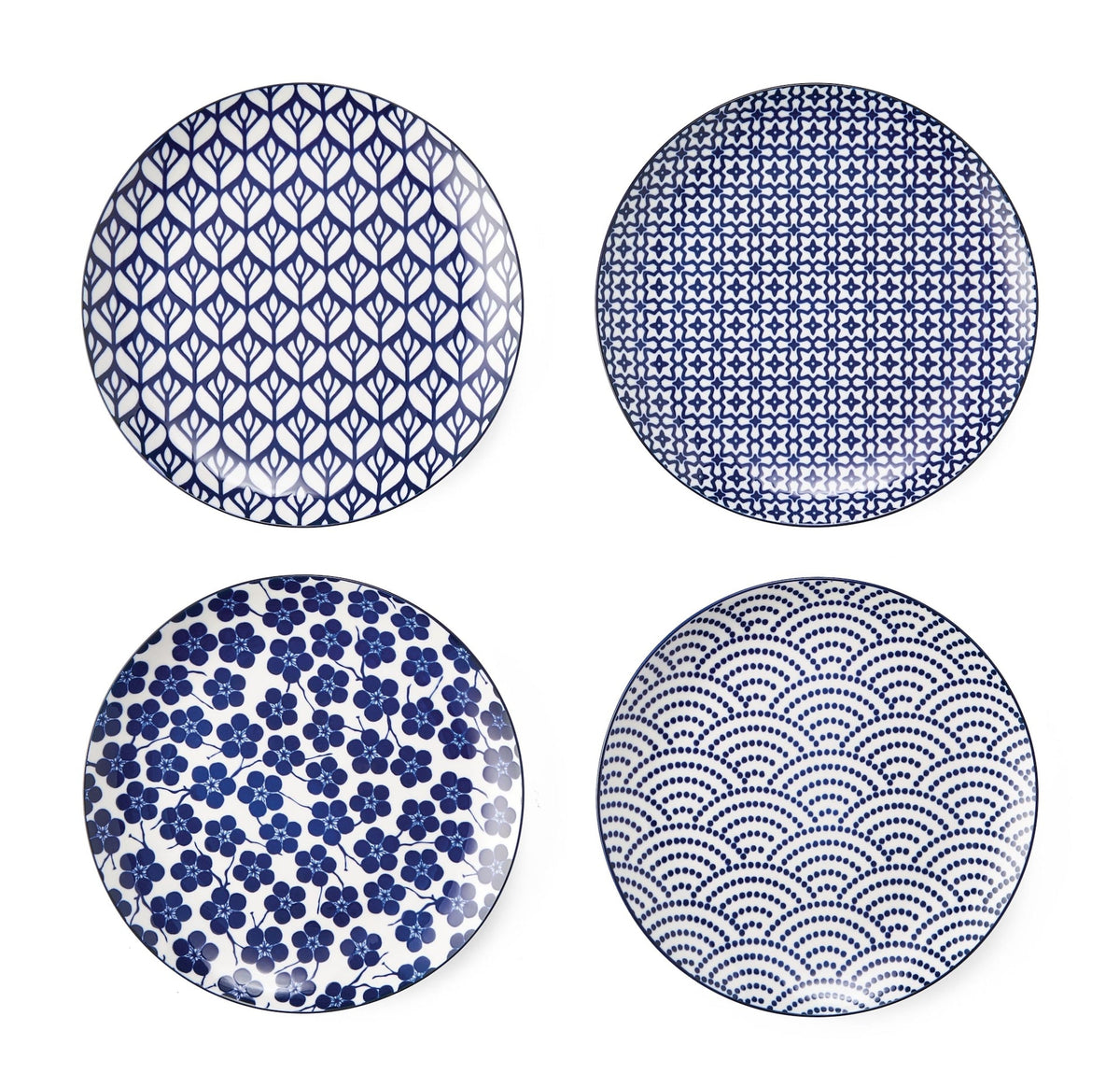 Patterned Porcelain Side Plates Serveware Set, 4-pk