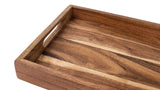 Rectangular Wood Serving Tray with Round Handles, 18-in