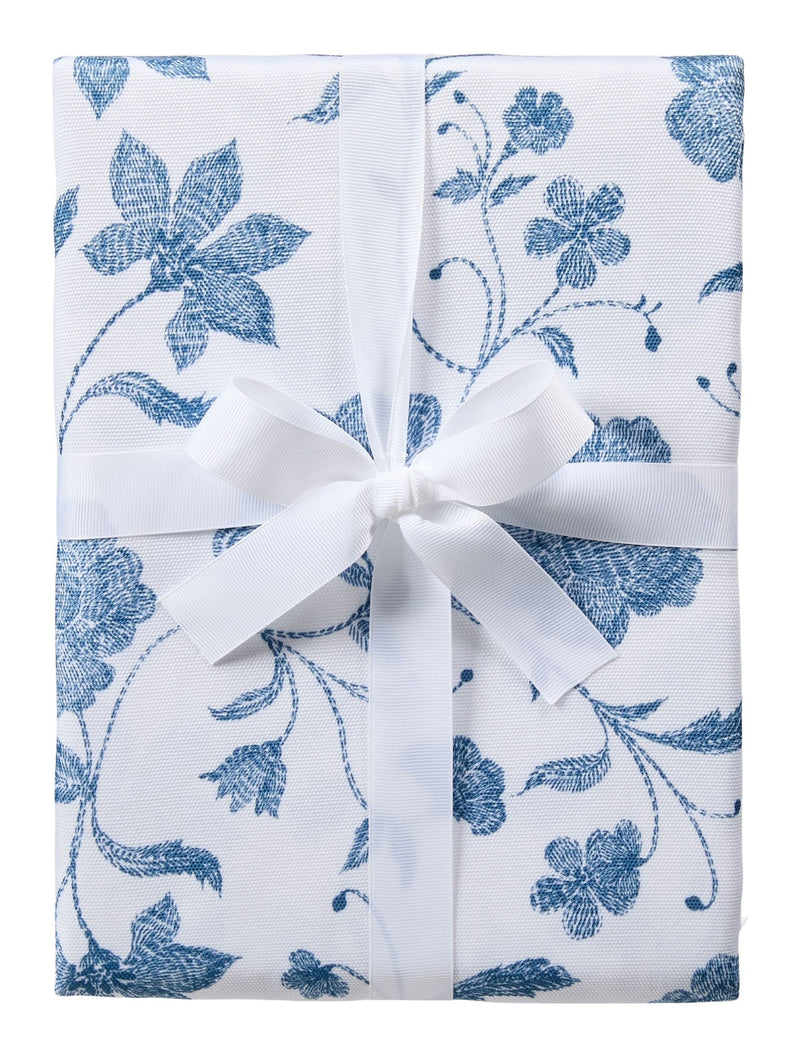 Spill Resistant Floral Print Table Cloth, Blue/White, 60-in x 104-in C6741