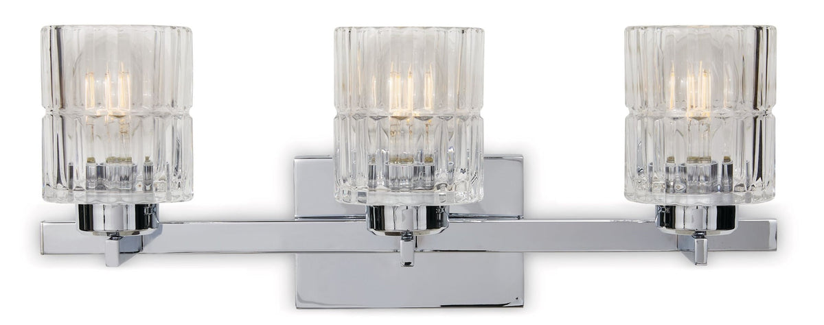 Waverly 3-Light Vanity Light Fixture with Clear Glass Shades, Chrome