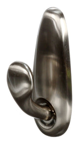 Large Decorative Metallic Hook with Adhesive Strips, Brushed Nickel, 5-lbs, 1 Strip per Pack