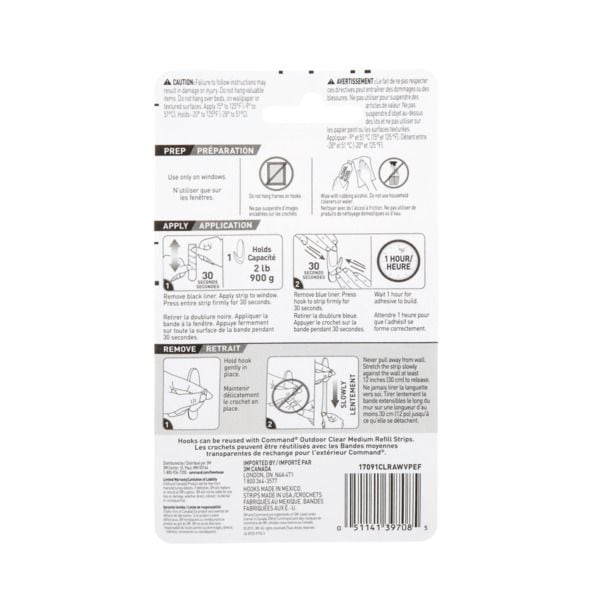 Outdoor Medium Window Hooks, No Surface Damage, 5 Hooks per Pack