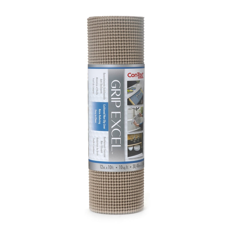 Grip Excel Non-Adhesive Cushioned Shelf/Drawer Liner, Taupe, 12-in x 10-ft A1715