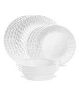 Linen Weave Dinnerware Set, Serves 4, 12-pc, White