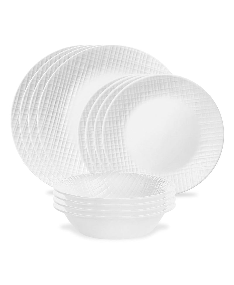 Linen Weave Dinnerware Set, Serves 4, 12-pc, White V6806