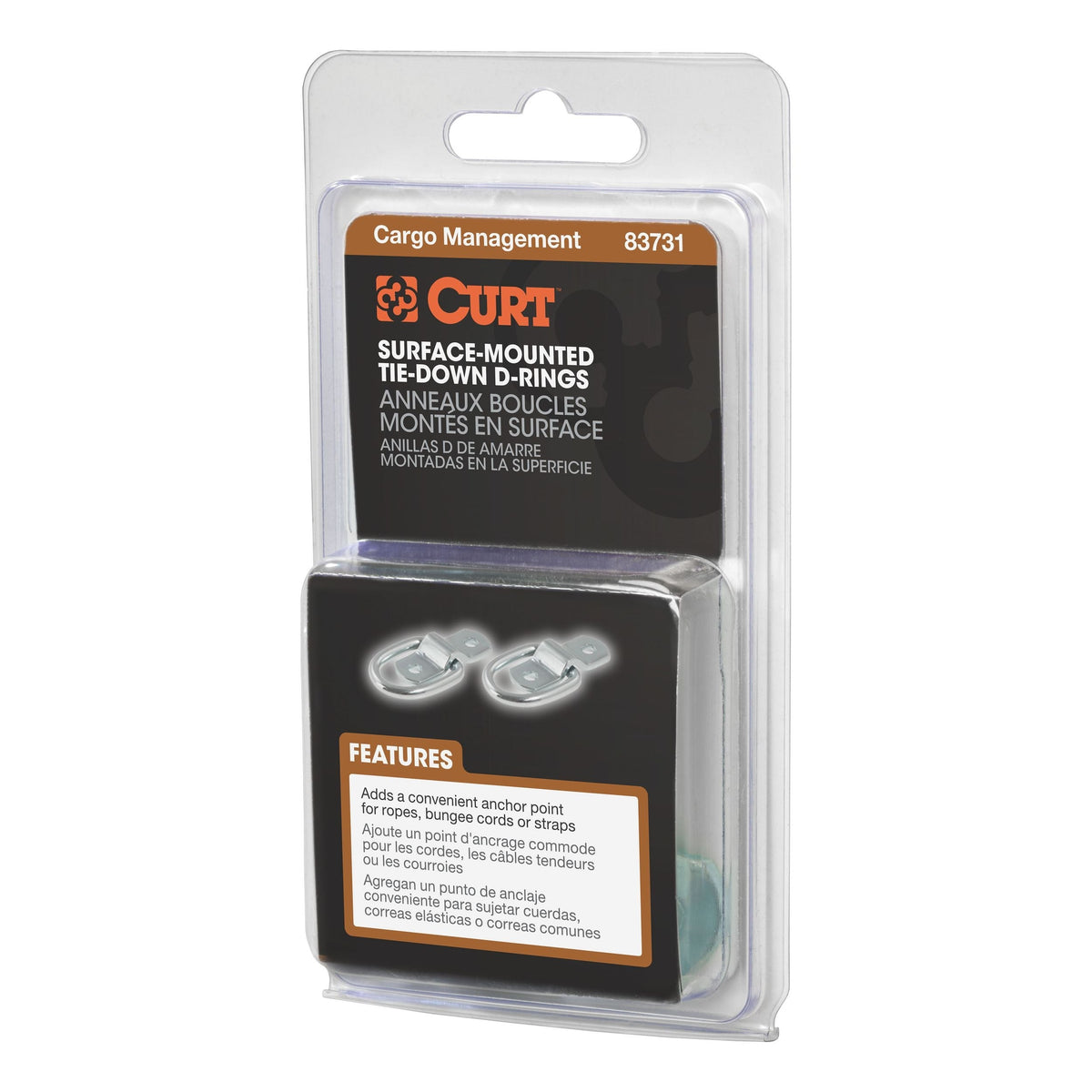 1-in x 1-1/4-in Surface-Mounted Tie-Down D-Rings, 1200-lb, 2-pk