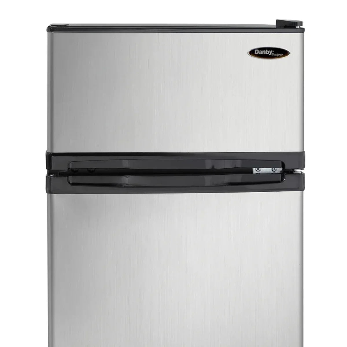 Designer 3.1 cu. ft. Dual Door Compact Fridge with Freezer in Stainless-steel Look