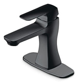 Aztek Single Handle 4-in Centreset Bathroom Sink Faucet with Pop-up Drain, Matte Black