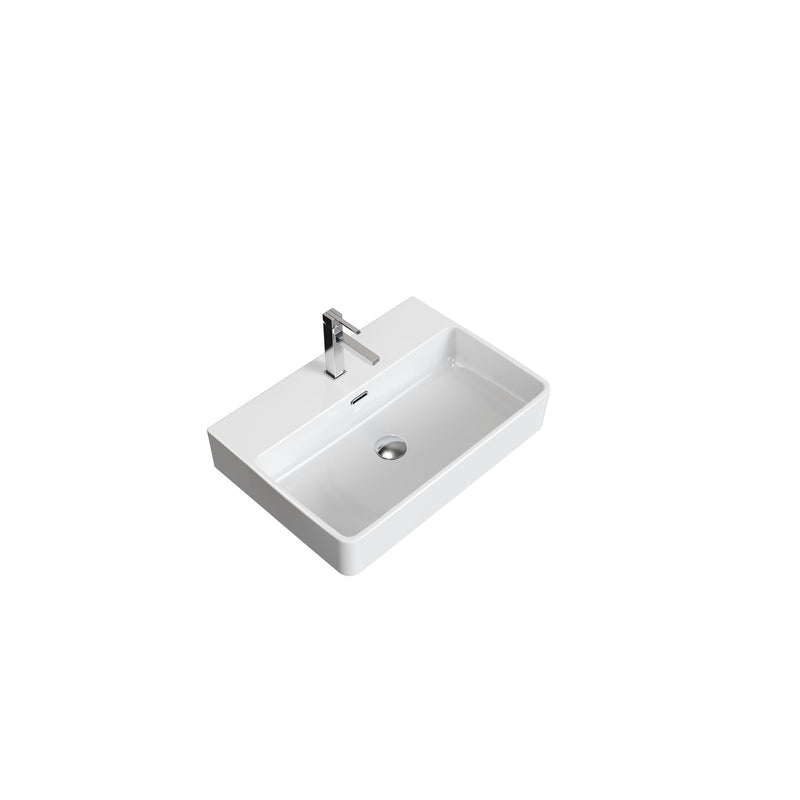 Scratch-Resistant Rectangle Vessel Sink, White, 23.6-in x 16.5-in P4804