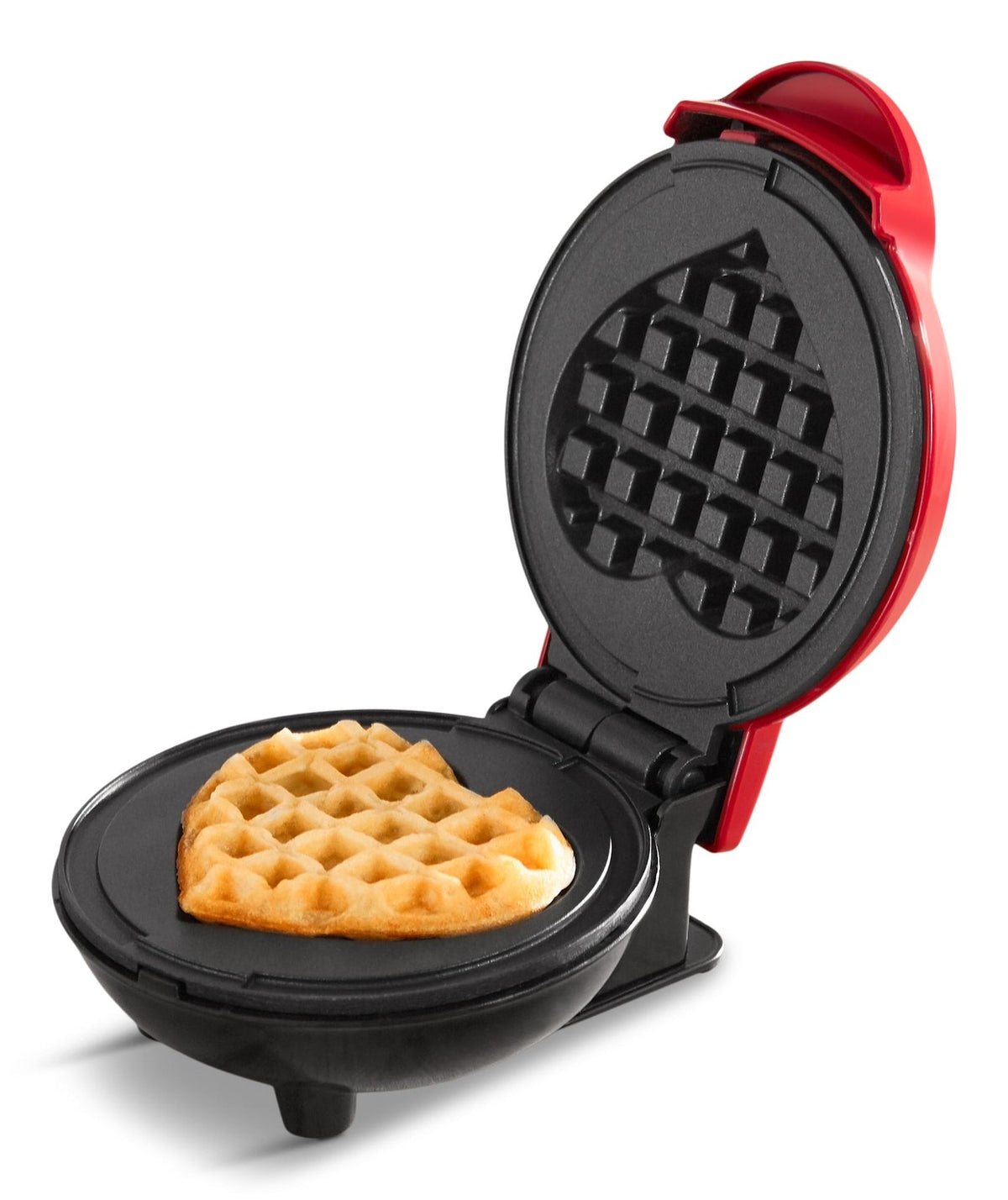 Heart Compact Mini, Non-Stick Waffle Maker, Red