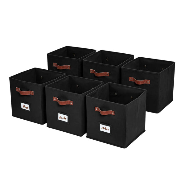 Collapsible Storage Cube with Label, 11-in, 6-pk, Black K8422