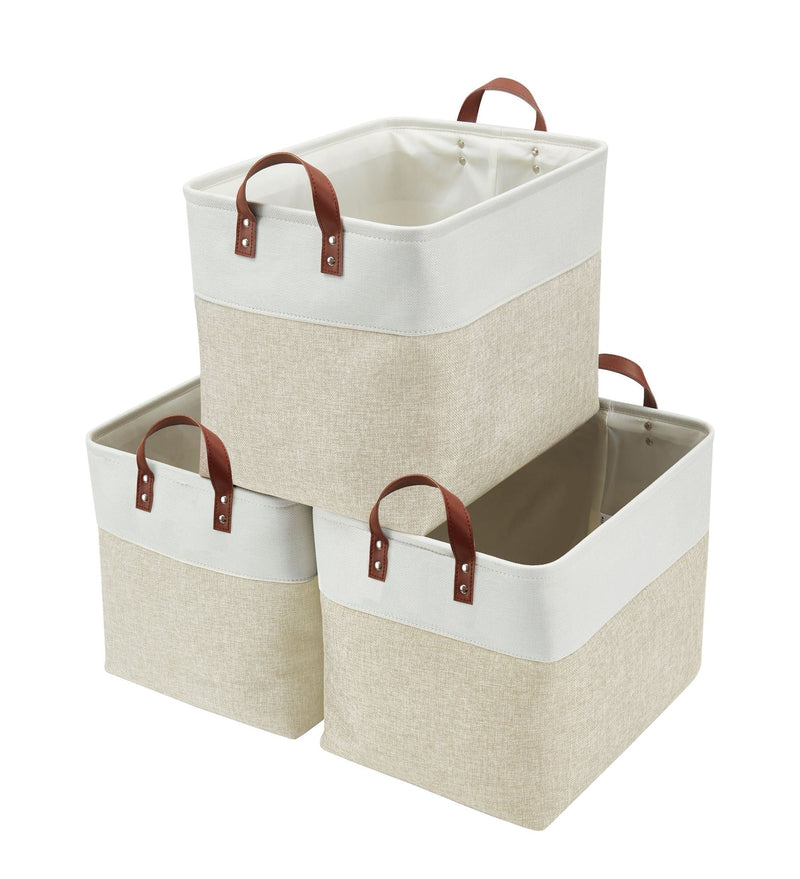 Jumbo Foldable Storage Basket, 42-L, 3-pk, Beige L1327