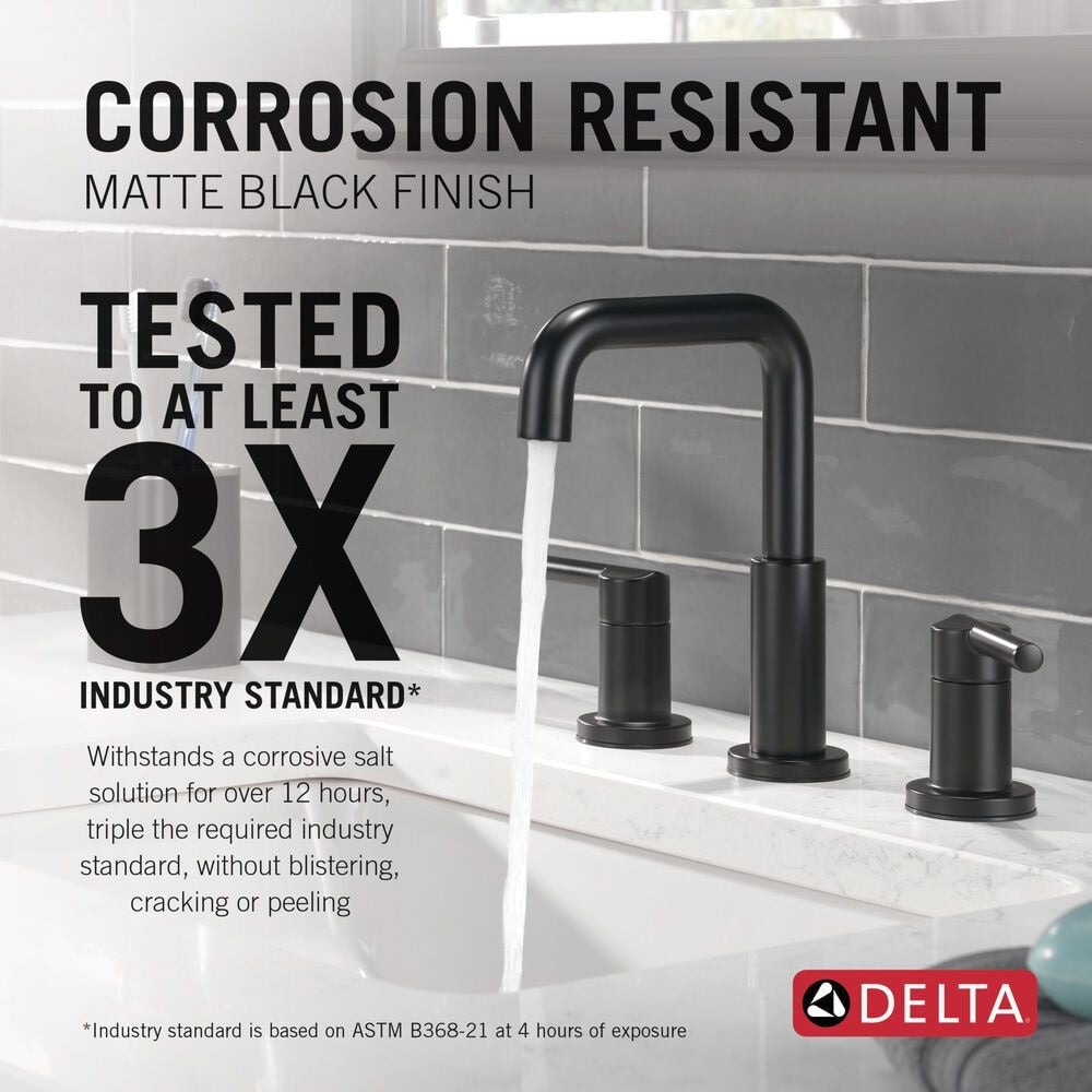 Two Handle Widespread Bathroom Faucet, Matte Black