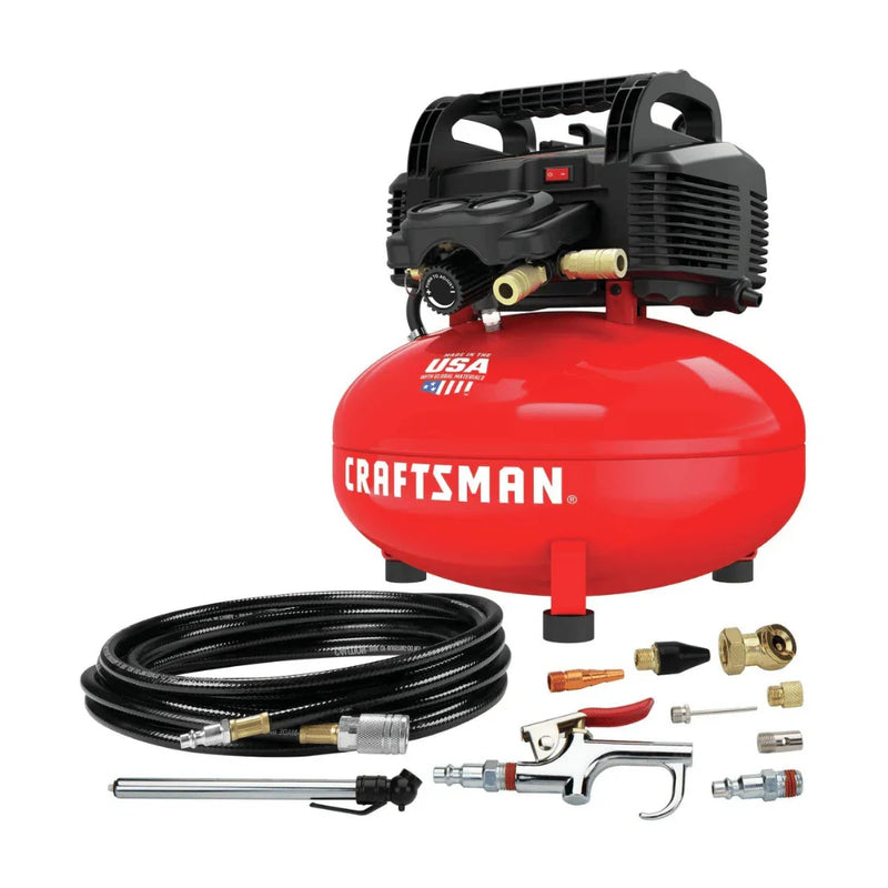 6 Gallon Pancake Air Compressor, Oil-Free, 150 PSI, Portable with Accessory Kit L9991