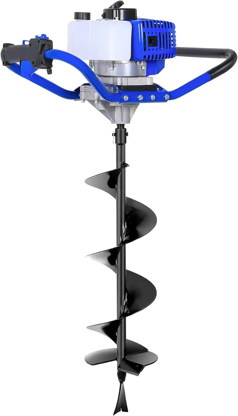Post Hole Digger Gas Powered, 52cc 2.4 HP 2 Stroke Engine Earth Auger with 8" Drill Bit, EPA Compliant Post Hole Auger D2994