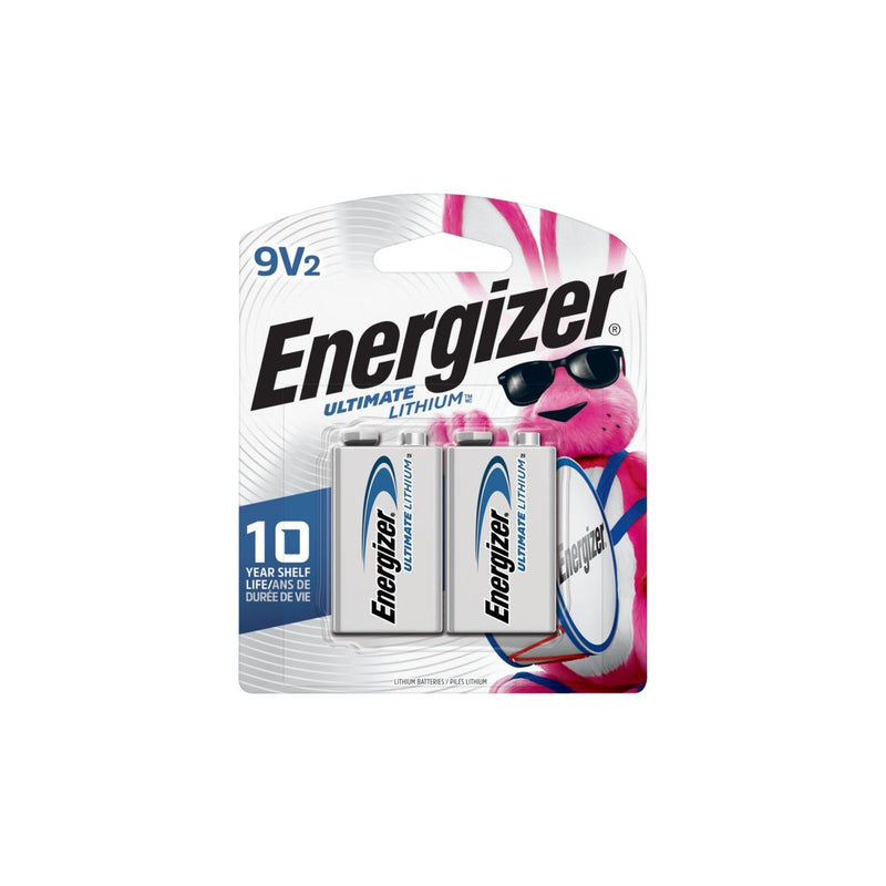 2-pk 9V / 9 Volt Lithium Batteries, EZ Turn Lock, PowerSeal E6423
